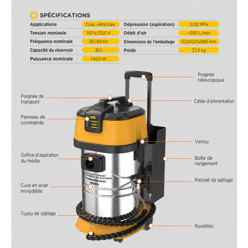 AUTOOL HTS518 Sableuse pour soupapes aux granulés de coque de noix