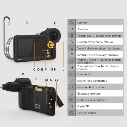 Caméra d’inspection Endoscope de diagnostic Autool SVB408 | Écran HD | Articulation 360° à 4 directions