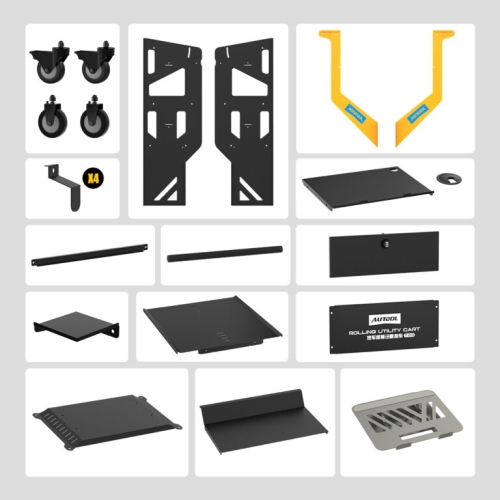 Chariot de transport AUTOOL T23 à deux niveaux avec roues et poignée