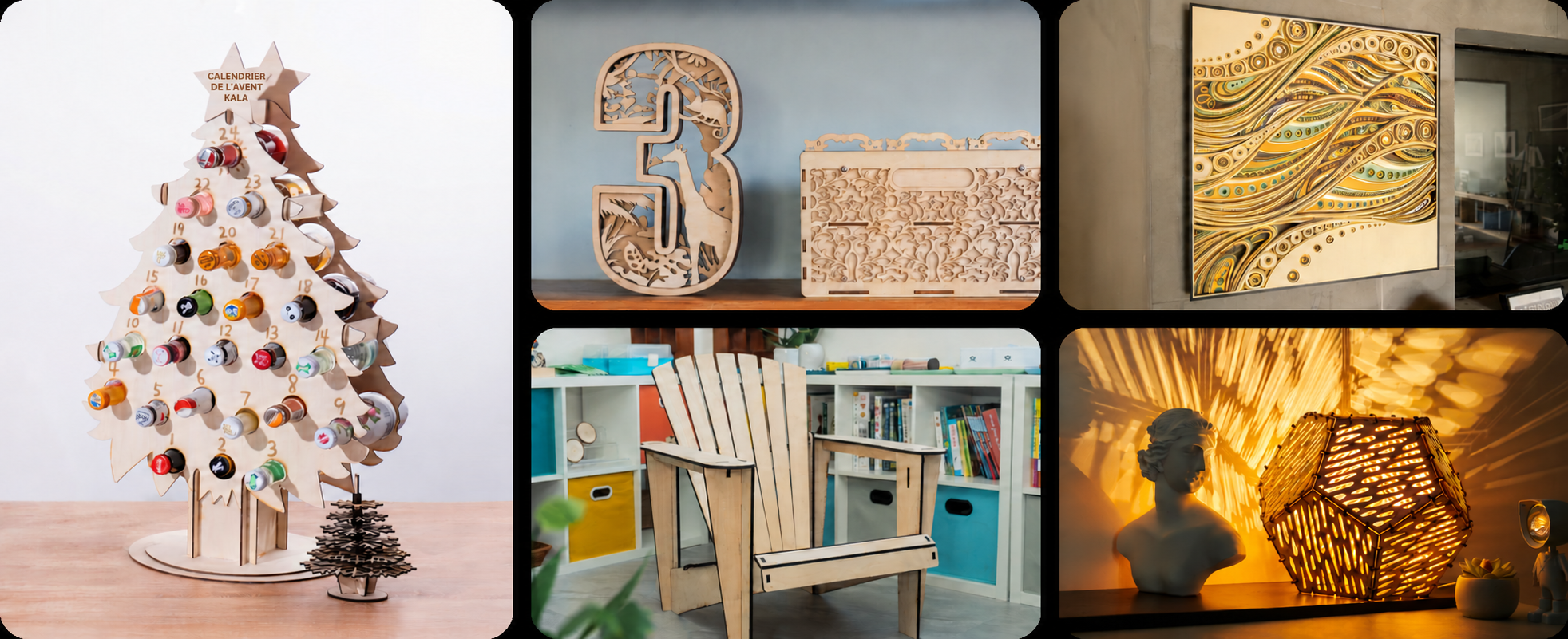 Exemples de projets en bois réalisés avec xTool