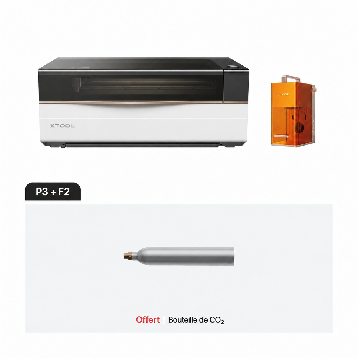 Kit xTool P3 et xTool F2 avec bouteille de CO₂