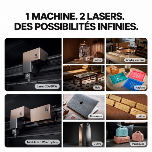 xTool P3 — laser CO₂ 80 W et module IR 5 W en option