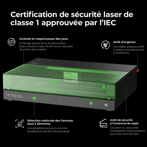 xTool S1 + module IR 1064 nm — découpeuse-graveuse laser à diode carénée