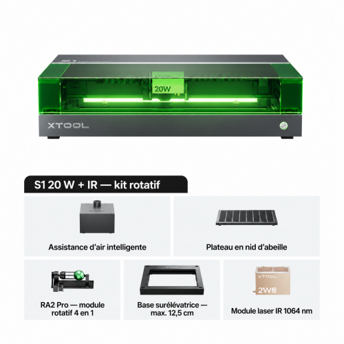 xTool S1 + module IR 1064 nm — découpeuse-graveuse laser à diode carénée