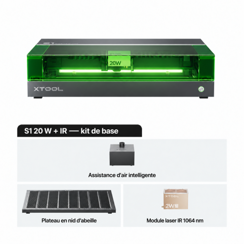xTool S1 + module IR 1064 nm — découpeuse-graveuse laser à diode carénée