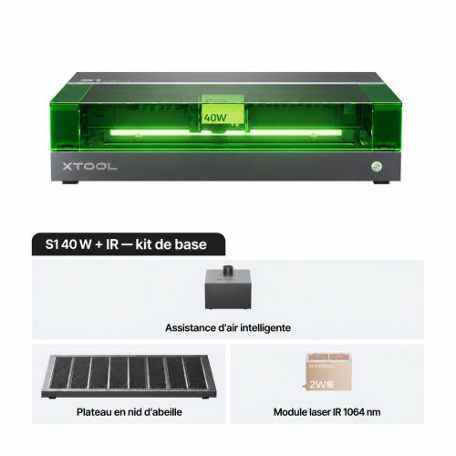 xTool S1 + module IR 1064 nm — découpeuse-graveuse laser à diode carénée