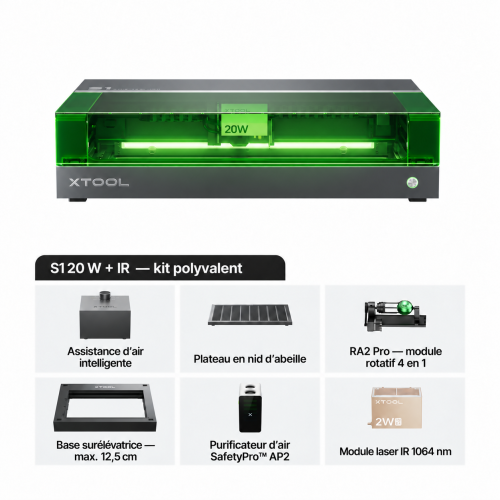 xTool S1 + module IR 1064 nm — découpeuse-graveuse laser à diode carénée