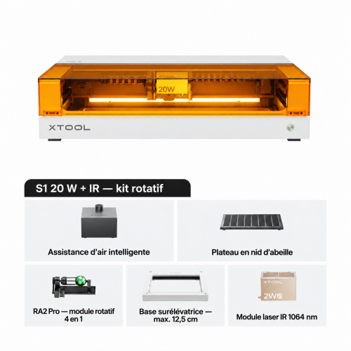 xTool S1 + module IR 1064 nm — découpeuse-graveuse laser à diode carénée