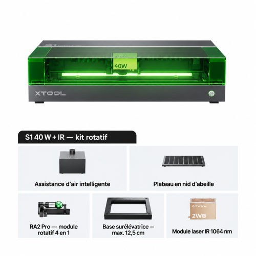 xTool S1 + module IR 1064 nm — découpeuse-graveuse laser à diode carénée