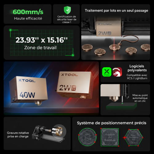 xTool S1 + module IR 1064 nm — découpeuse-graveuse laser à diode carénée